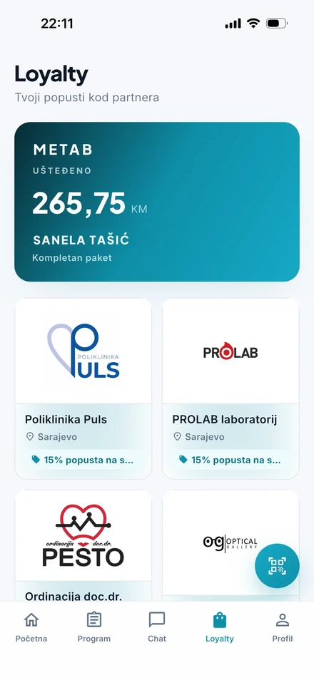 Metab aplikacija — Loyalty popusti kod partnera